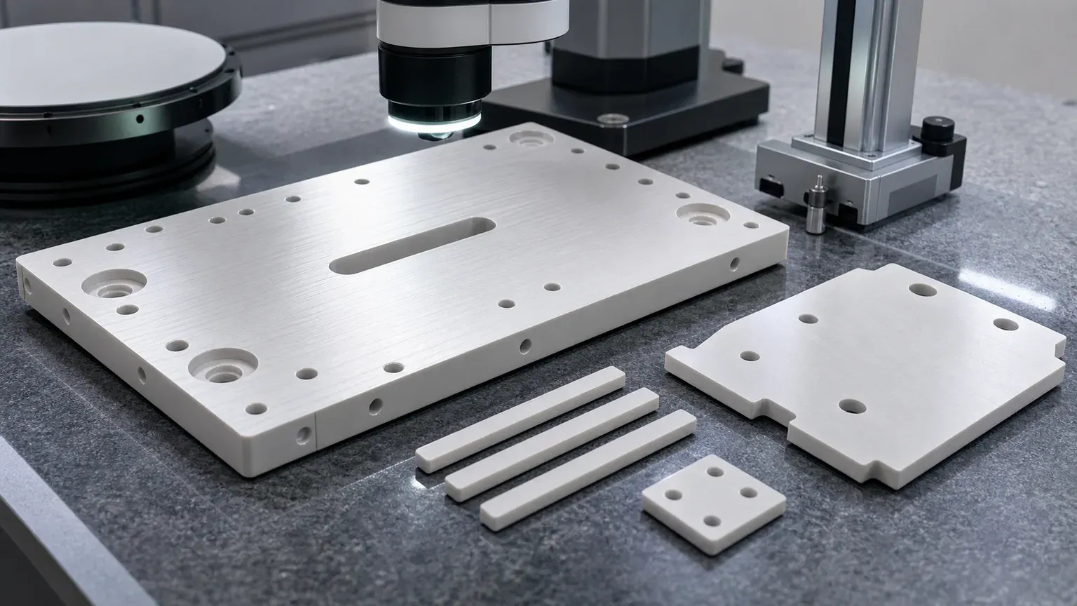 AlN ceramic heat spreaders, heater-adjacent plates, precision spacers, and machined carriers for semiconductor thermal management