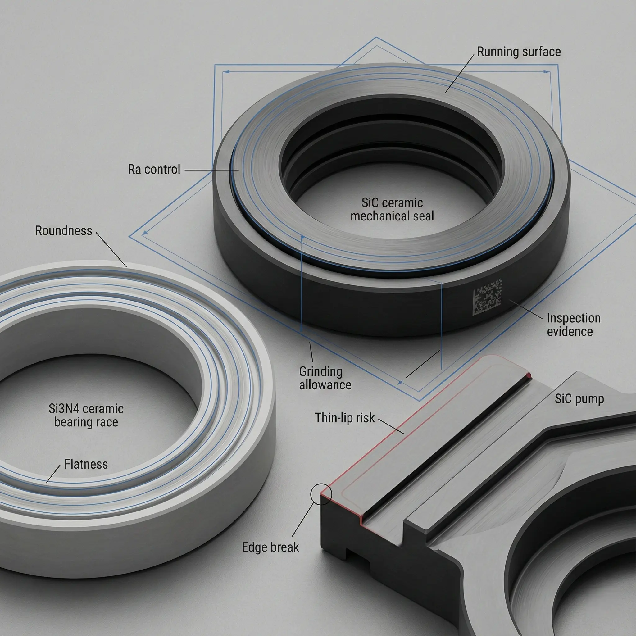 Precision ceramic manufacturing, machining, finishing, and inspection
