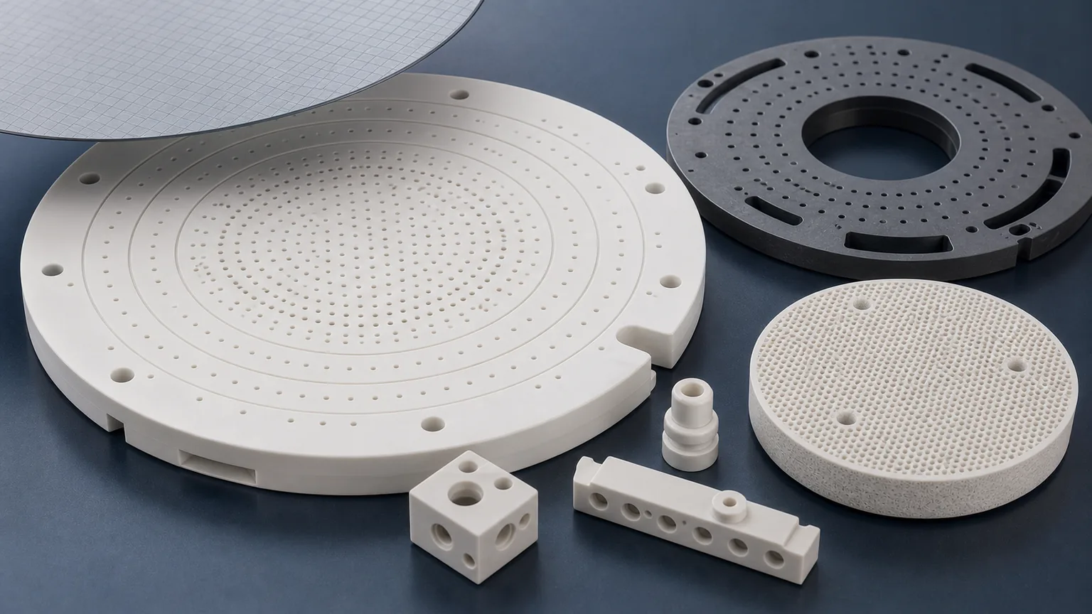 Machined Ceramic Vacuum Chuck Components for Semiconductor Tools