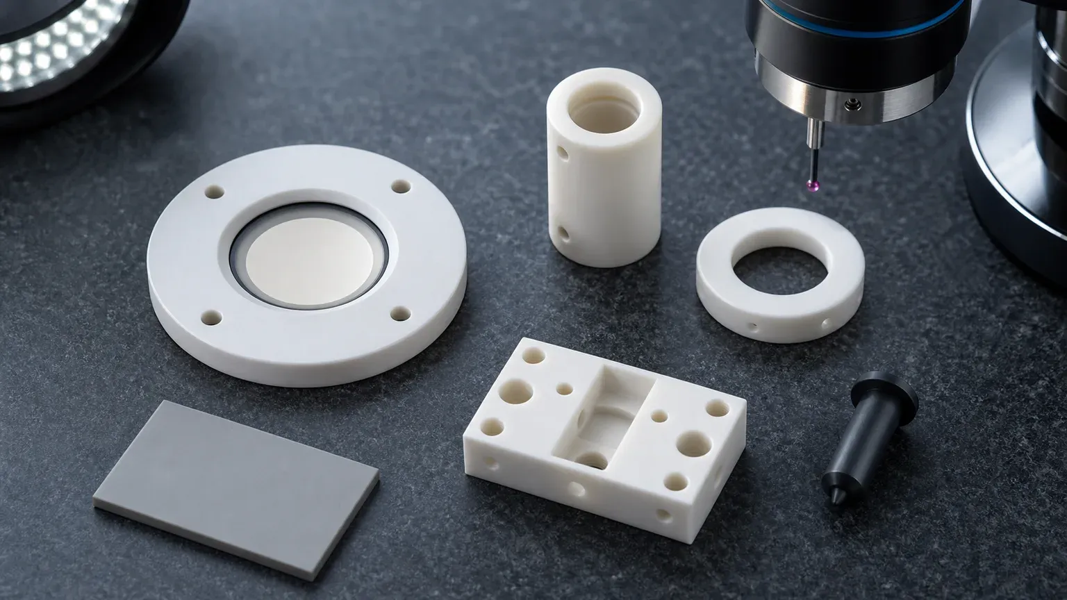 Inspection of precision ceramic sensor components including diaphragm discs, sleeves, rings, micro-flow inserts, and AlN plates